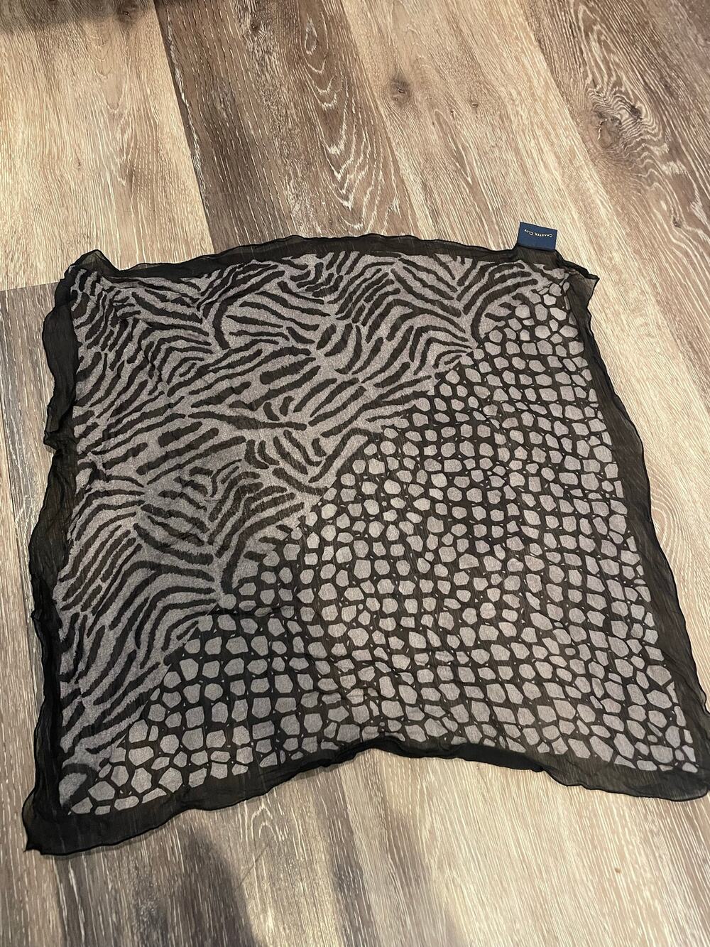 black and grey silk scarf